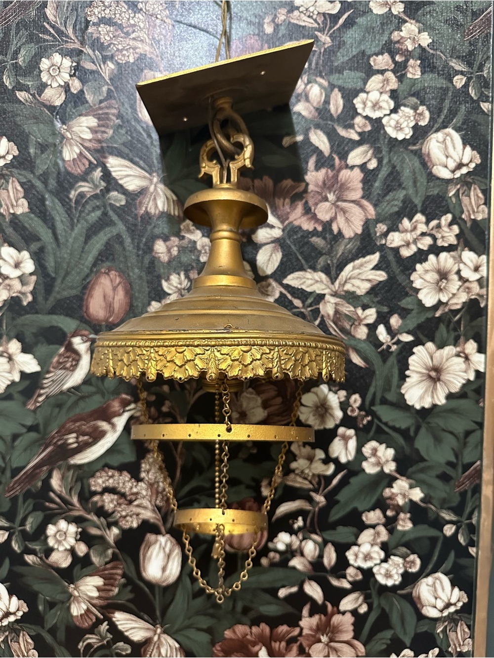 Antique metal gold floral chandelier light